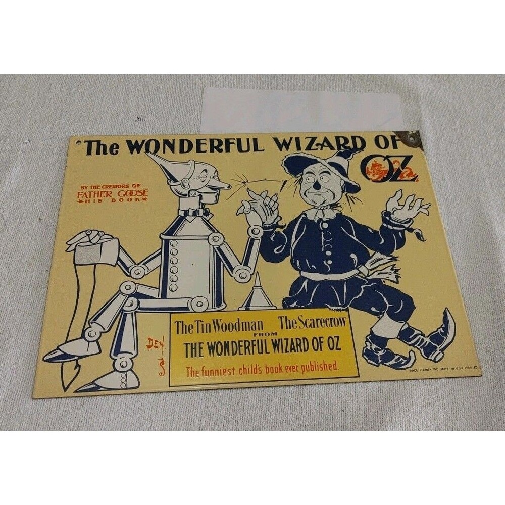 Vintage 1988 Ande Rooney Wizard Of Oz Porcelain Sign - Tin Man & Scarecrow